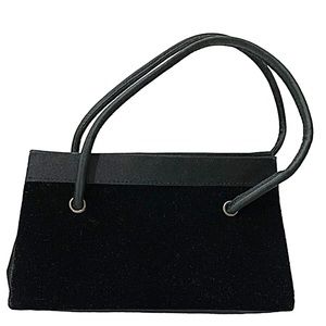 Vintage 90s Bag Black Velvet & Satin Top handle and or Crossbody Evening Bag